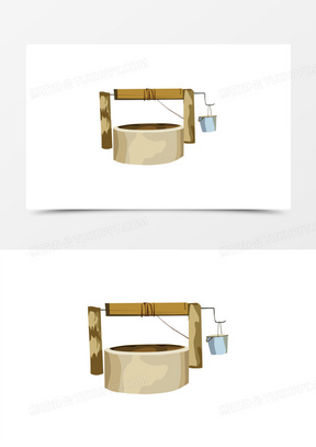 卡通手绘农村水井素材