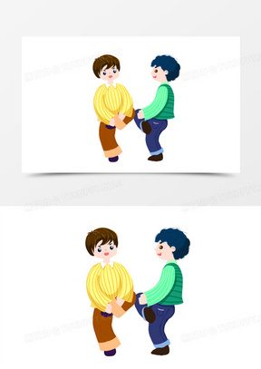 卡通手绘两男孩斗鸡元素00手绘卡通斗鸡游戏元素30斗鸡490斗鸡71一只