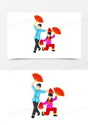 手绘卡通二人转素材