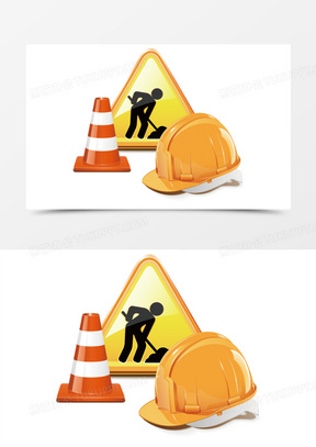 矢量警示前方施工