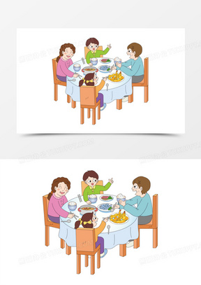 画风全家吃饺子场景元素790新春佳节家人团聚吃饭场景元素1452一家人