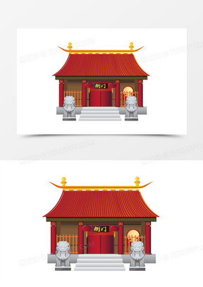 手绘古代建筑图片素材