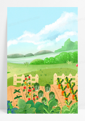 手绘卡通蔬菜园1手绘卡通菜园农田菜园蔬菜种植卡通