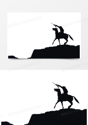 骑马剪影图片素材