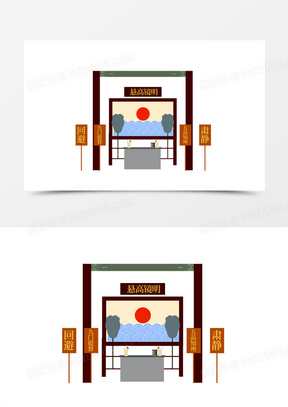 手绘古代建筑图片素材