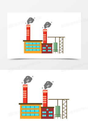 手绘卡通工业车间工厂烟囱素材