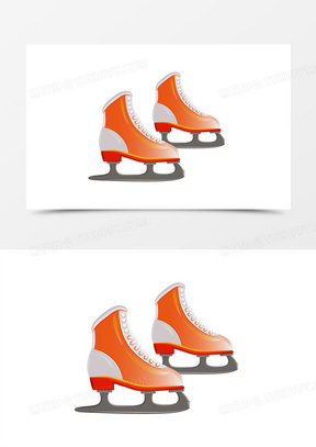 手绘矢量卡通冰刀鞋素材