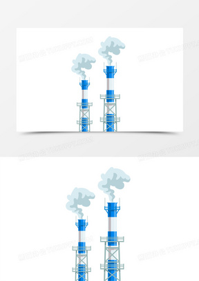 手绘卡通矢量排烟的烟囱素材