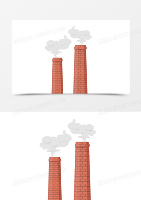手绘矢量砖瓦烟囱素材