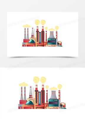 手绘工业车间工厂烟囱免抠素材
