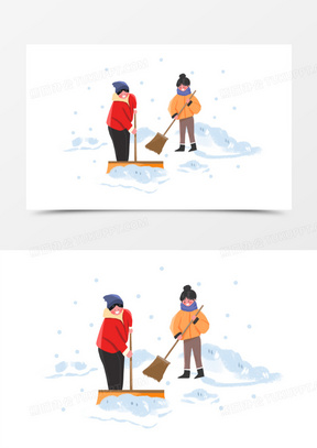 学生扫雪画图片