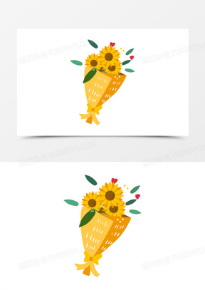 手绘矢量向日葵花束素材172手绘插画风向日葵花束免抠元素20手绘卡通