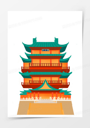 手绘古代建筑图片素材