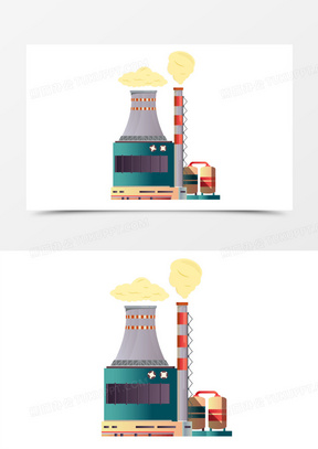 烟囱免抠素材150创意设计手绘工厂111手绘创意减少工厂碳排放环保插画