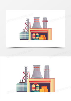 手繪工業車間工廠煙囪免摳素材30手繪工廠車間廠房煙囪免摳素材110