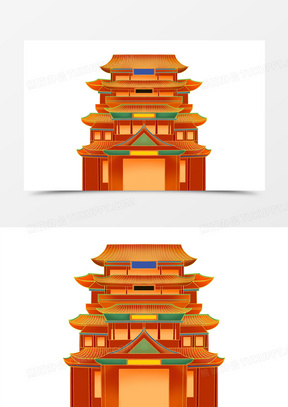 手绘古代建筑图片素材