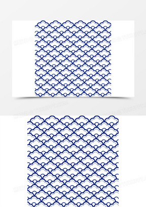 手绘矢量蓝色鱼鳞纹元素
