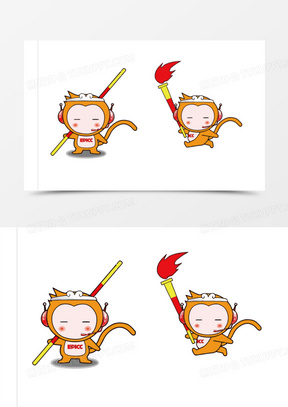 卡通孙悟空吉祥物矢量