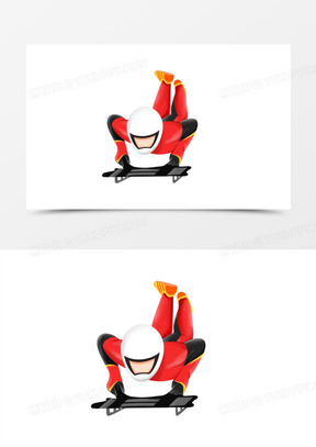 手绘插画风系列之钢架雪车运动员元素