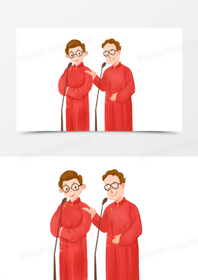 卡通手绘相声演员免抠元素