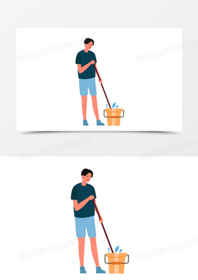 拖把卡通素材_拖把卡通图片_拖把卡通素材图片下载_熊猫办公