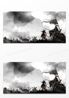 水墨古风战场背景