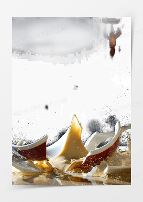 摔碎的杯子特写