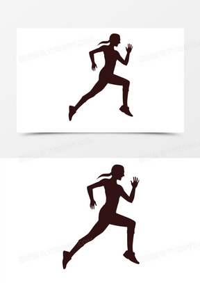 矢量黑色剪影跑步人体曲线