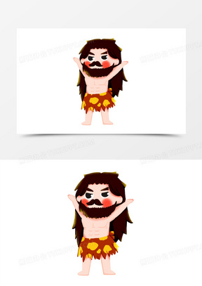 手绘卡通可爱q版盘古顶天元素