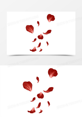 手绘插画风飘浮的花瓣免抠素材