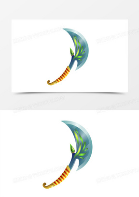 手绘矢量卡通兵器大刀免抠素材