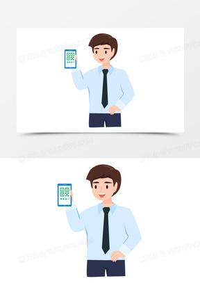 卡通手绘出示健康码元素