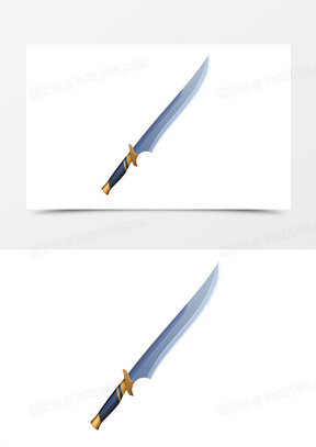手绘卡通兵器大刀免抠素材