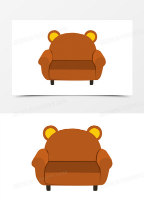 卡通手绘可爱小熊沙发素材