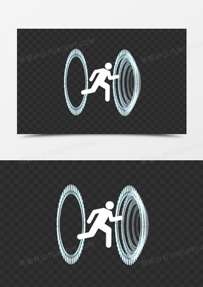 蓝色科技传送门免抠素材