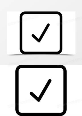对号方形按钮轮廓图标