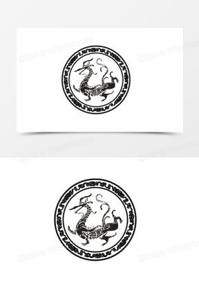 龙纹黑边框相框