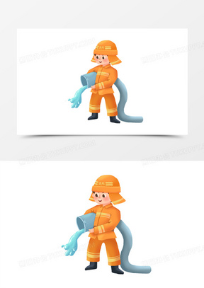 消防员救火红色卡通插画160卡通水龙头490一节漏水的水管190一结账起