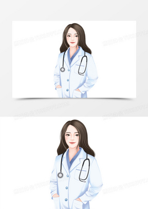 手绘插画风女医生免抠人物元素