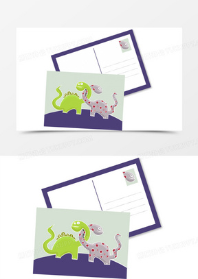 卡通恐龙明信片素材
