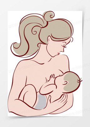 卡通妈妈母乳喂养宝宝免抠素材190红色母乳喂养艺术字160母乳喂养日