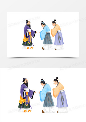 手绘插画风向老师问好免抠元素