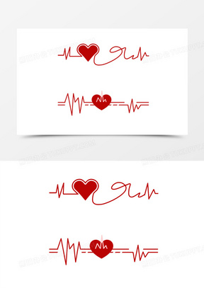 红色创意心电图心跳分割线装饰素材