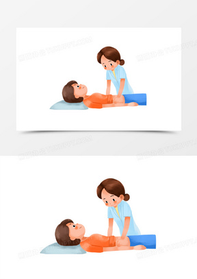 卡通医生检查腹部免抠元素