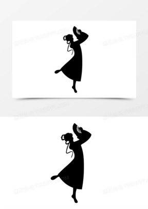 黑色艺术古典舞人物剪影装饰元素