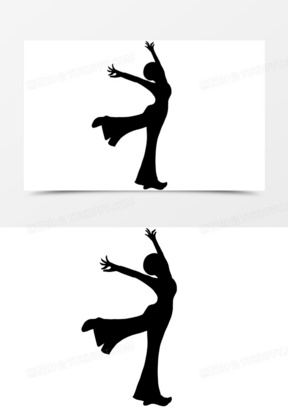 黑色古典舞蹈剪影装饰元素