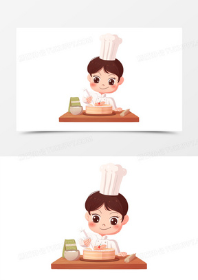 卡通可爱糕点师傅做蛋糕元素