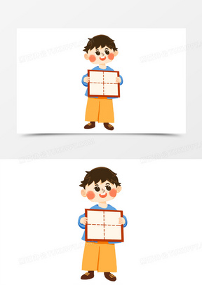 卡通女学生手举牌免抠元素