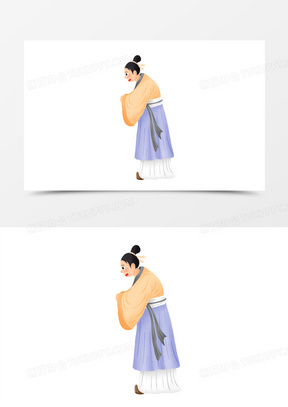 卡通手绘古代男子行礼问候免抠元素