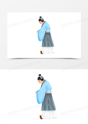 卡通手绘古代男子行礼问候免抠元素